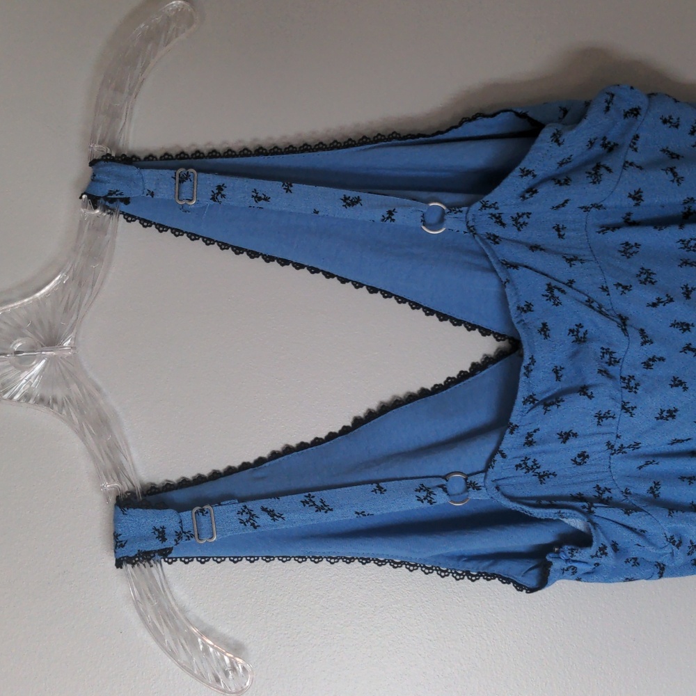 NWT✨WILD FABLE large blue black floral sleeveless slip dress - Picture 7 of 17